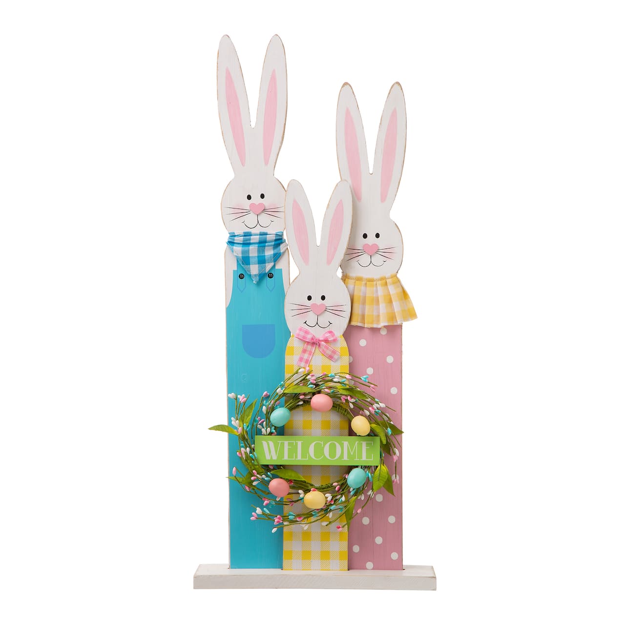 Glitzhome® 30" Easter Wooden Bunny Family Standing Décor